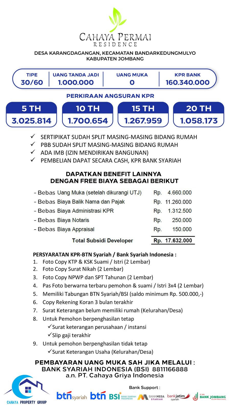 perumahan subsidi jombang cahaya permai residence